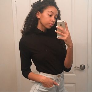 Philosophy Black Turtleneck Quarter Length Sleeve